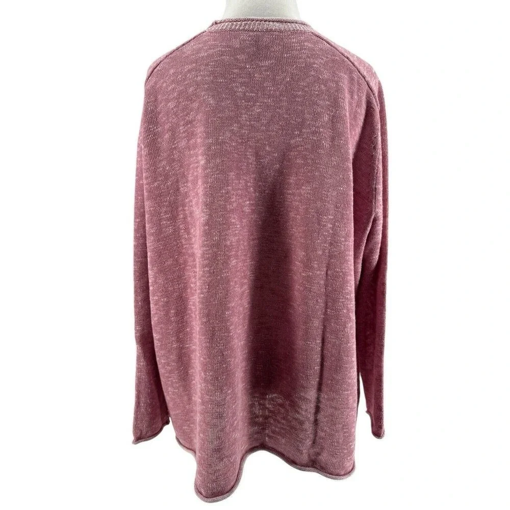 Eileen Fisher Women's Pink Organic Linen Cotton Blend Long Sleeve Sweater Medium